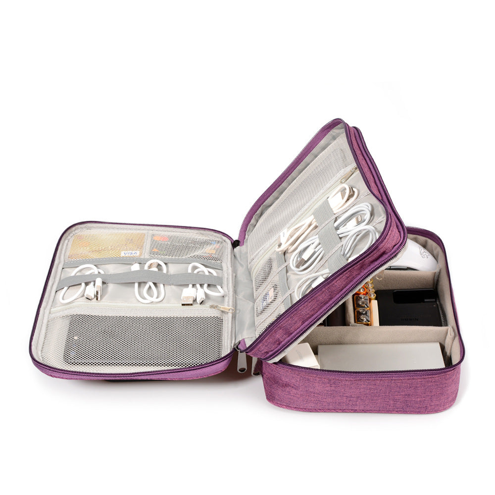 VN travel cable and tech organizer case in purple