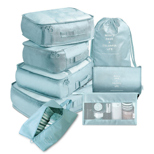 VN 8-piece packing cube set in light blue