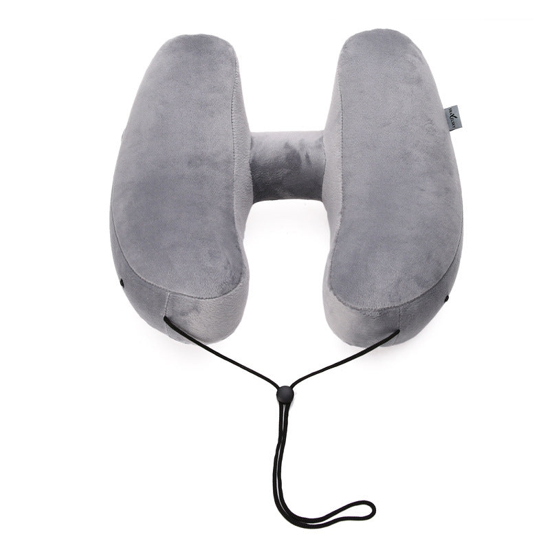VN inflatable H-shape travel neck pillow in light gray