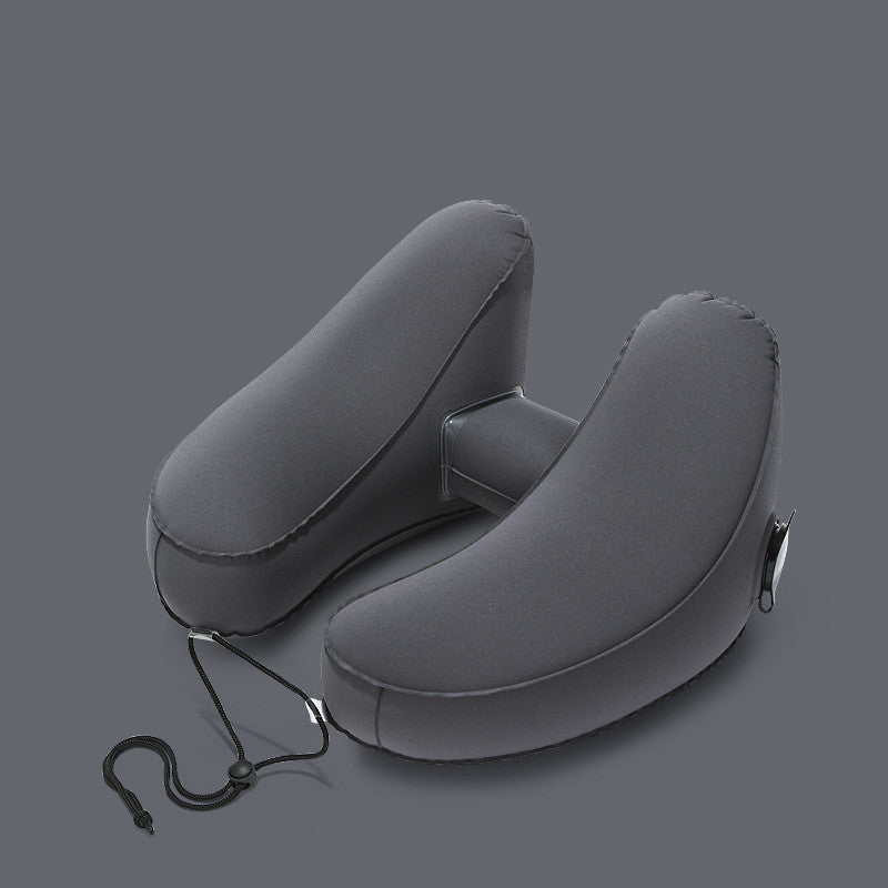VN inflatable H-shape travel neck pillow in dark gray