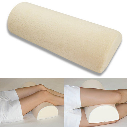 VN half-moon memory foam pillow shown under the knees