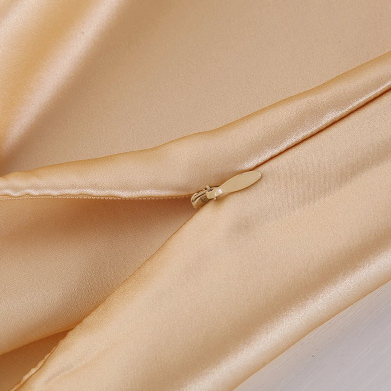 VN Satin Pillowcase, smooth champagne satin detail