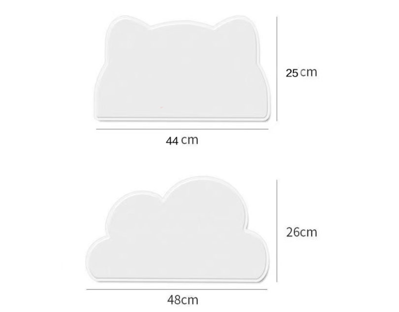 Size chart showing the cat-head mat at 44 by 25 cm