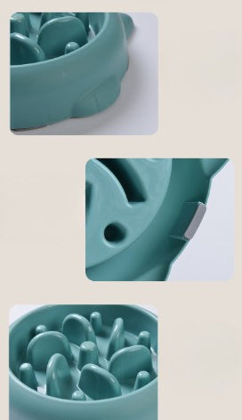Close-up details of the slow feeder bowl maze and rim