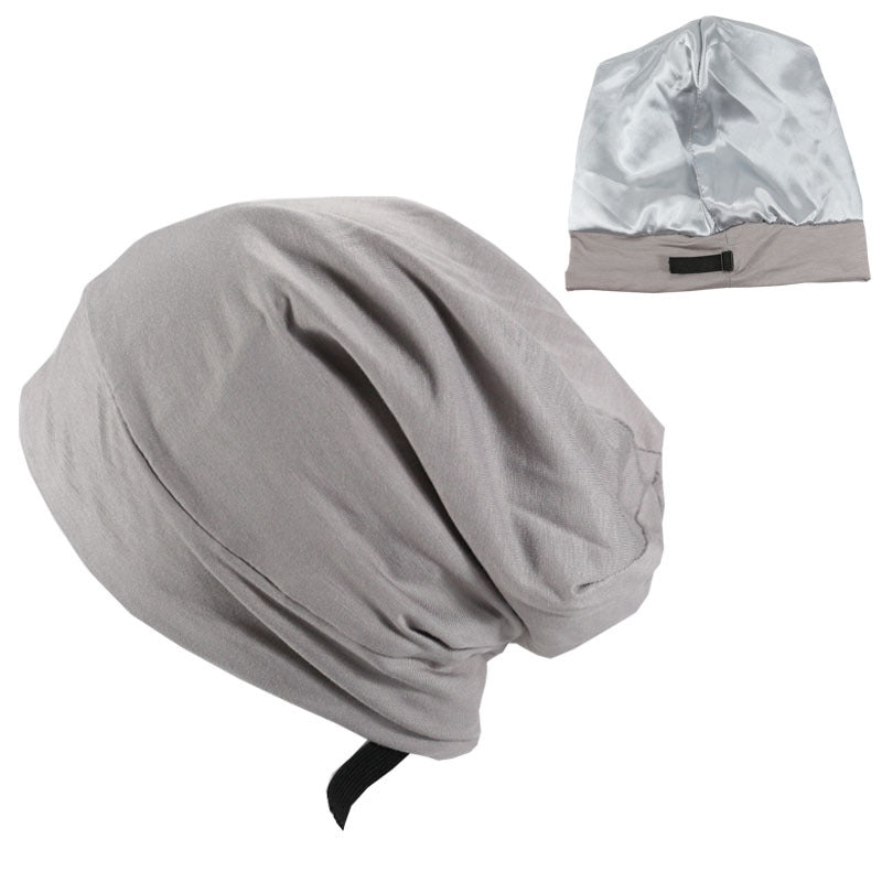 Satin-lined sleep cap in grey