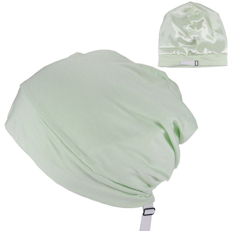 VN Satin-Lined Sleep Cap - Adjustable Slouchy Beanie