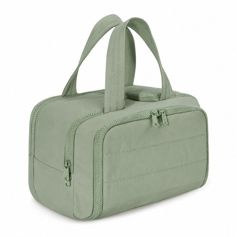 VN Quilted Toiletry Bag - Wide-Open Travel Wash Bag