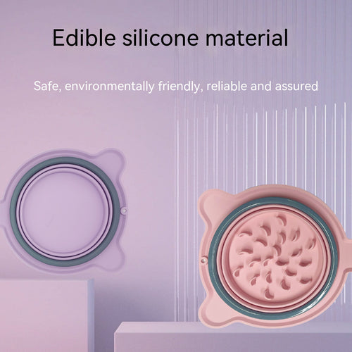 Gray foldable silicone double pet bowl